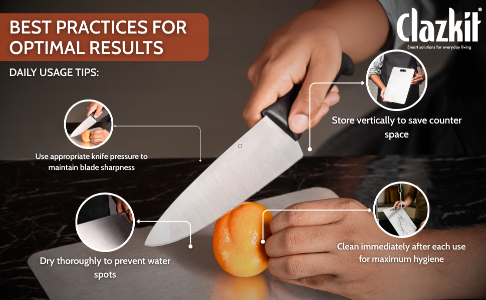 Clazkit Large Stainless Steel Chopping Cutting Board Vegetable,Fruit,Bread & Meat Durable Safe & Heavy Duty (360 x 250 x 1mm)