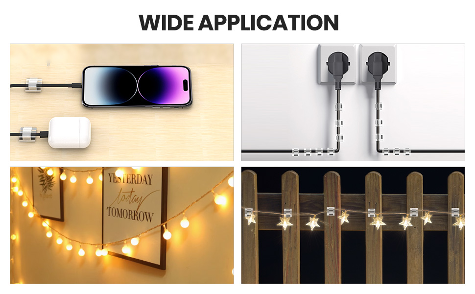 IMOX Mini Adhesive Cable Clips - Upgraded Wall Wire Holders for Cable Management: Small Cord Clips for Wall, Under Desk, Diwali Lights, Car, Ethernet, Electric Wire Hook (Pack of 40)