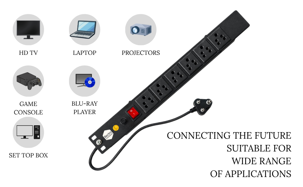 Bectro 6 Socket Extension Board & Surge Protector Power Strip