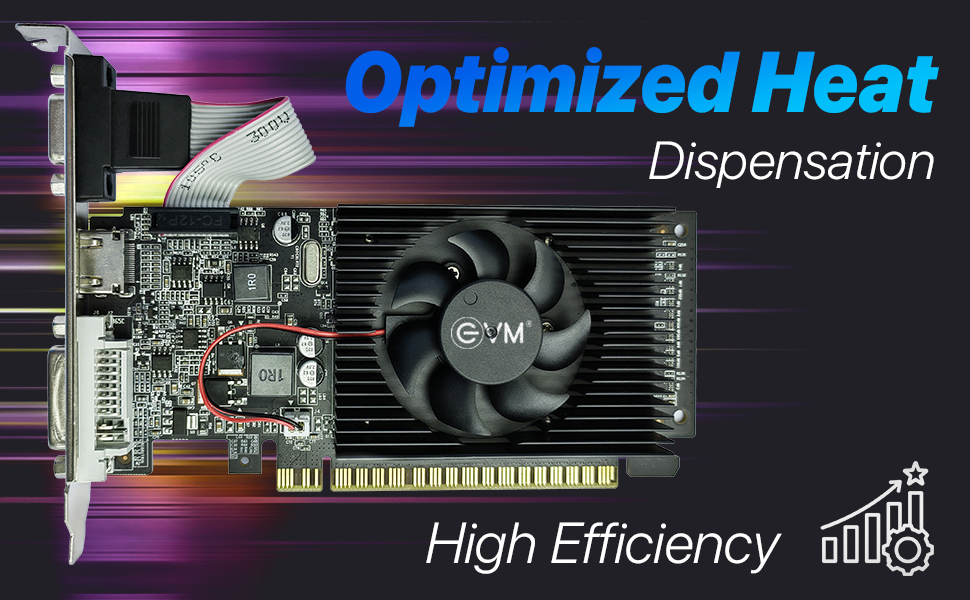 EVM GeForce GT610 Graphics Card GPU | 2GB DDR3 | PCIe 2.0 | HDMI VGA DVI | 1080p Full HD | Heat Sink Fan Cooling | Low Profile | Desktop Compatible | Stable Performance | 3 Year Warranty (EVM-GT610)