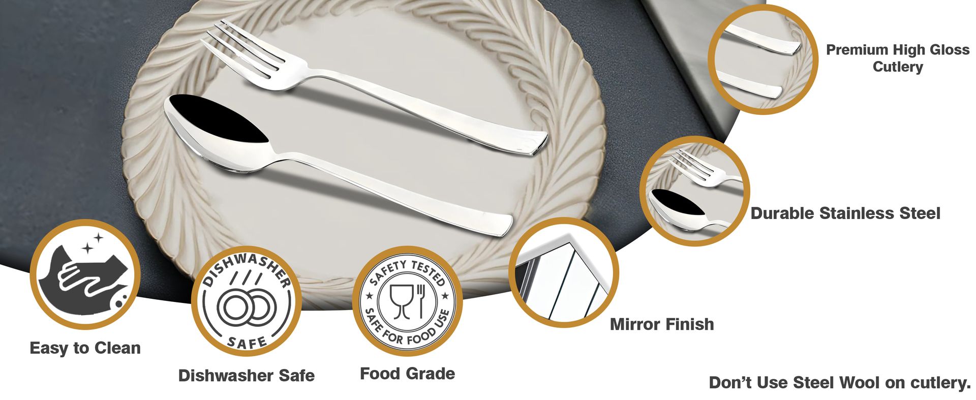 Parage Stainless Steel Spoon Set & Fork Set 12 Pieces for Tea, Coffee, Sugar, Condiments & Spices - Set of 12 Contains Spoons Set of 6 Spoon and Fork Set of 6, Mirror Polished