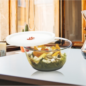 SIGNORA WARE Borosilicate Glass Mixing Bowl with Lid & Steam Release Knob, Clear, 500ml, Microwave Safe, Heat Resistant, Direct Fridge to Oven, Ideal for Storing, Reheating, and Serving