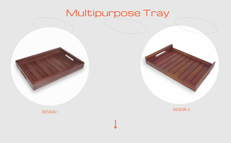 Dime Store Wooden Handmade Serving Tray with Handle Multipurpose Tray | Platters for Serving, Home and Kitchen (Modern)