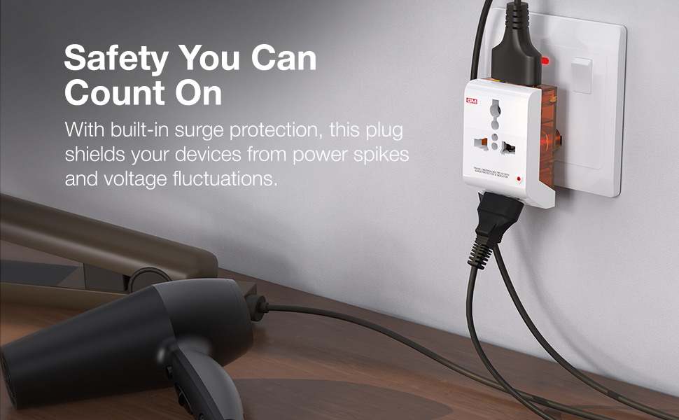 GM 6AMP 2-Pin Multi Plug Adapter | Universal Travel Adapter | Supports 2-Pin & 3-Pin Plugs | Multiple Charging Ports | Charge Smartphones, Laptops & Other Devices | Compact & Reliable | GM 3011