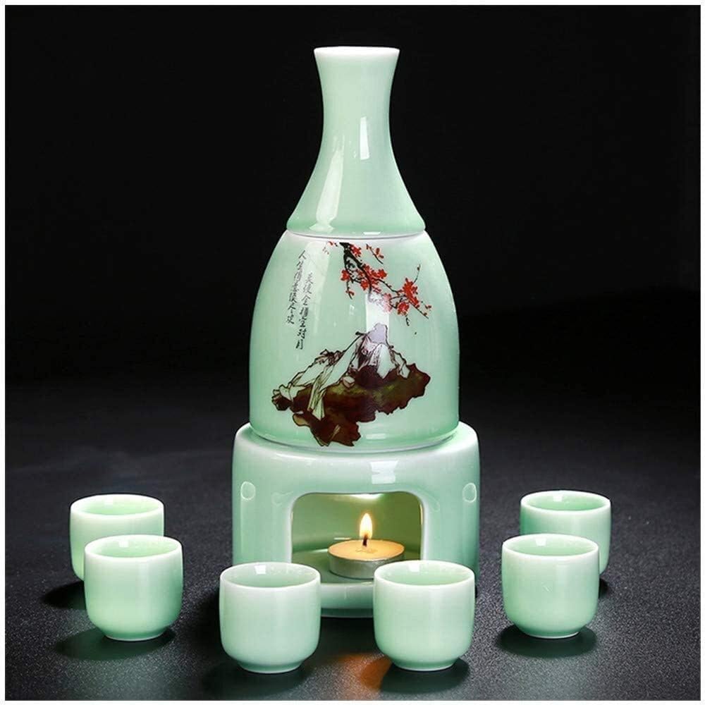 Sake Set Sake Set Cups Celadon Sake Set with Sake Warmer Gift Box Packaging 9 PCS