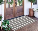 Black and White Striped Outdoor Rug 24'' x 51''Farmhouse Front Porch Mat Hand-Woven Machine Washable Layered Door Mats for Entryway/Bedroom
