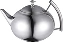 Tea kettle, Metal Coffee 1pcs Stainless Steel Teapot Thicken Tea Pot Steel Tea Boiling Kettle Water Kettle 304 Stainless Steel Tea Pot with Removable Infuser Coffee Espresso Machine (Silver 23X15CM)