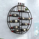 Black Round Wall Mounted Wine Rack Hanging Wine Glass Goblet Holder Wine Bottle Metal Storage Organizer Bar Wine Cellar Kitchen Counter Display Decor Shelf (Size : 70x11x70cm)