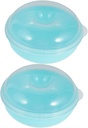 2Pcs Bagel Container Transparent Reusable Plastic Box with Lid for Bagels Donuts Bread for Kitchen Fridge Organization