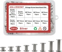 110 Sets Silver Chicago Screws Assorted Kit, 8 Sizes of Round Flat Head Leather Rivets Metal Screw, Used for Leather Crafts, Clothing, Shoes, Belts, Bags and Custom-Made Items