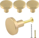 4 Pack 1 inch Cabinet Knobs with Mounting Screws, Solid Brass Drawer Knobs, Round Dresser Knobs, Drawer Pulls, Dresser Drawer Handles