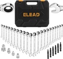 ELEAD 33-Piece Combination Ratchet Wrench Set | SAE & Metric Sizes (1/4" to 3/4" & 6-18mm) | 72-Tooth Gear Design | CR-V Steel | Organizer Carry Case | Ideal for Mechanics & DIY