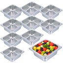 10 Pack Stainless Steel Hotel Pans with Lids, 1/6 Pan 2.56 Inch Deep Steam Table Pan Food Pans Commercial Metal Food Catering Tray for Hotel Restaurant Buffet Party Supplies