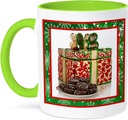 3dRose Red Christmas Cookie Jar 11oz Two-Tone Green Mug