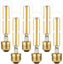 LiteHistory Dimmable E26 Edison Bulb 6W Equal 60 watt Light Bulb AC120V Warm White 2700K Edison Light Bulbs 60 Watt 600LM Tubular T10 led Bulb for Rustic Pendant,Chandeliers,Wall sconces,Vanity 6Pack