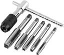 Mesee 6 Pcs Tap Wrench Tool Set, Adjustable T-Handle Tap Holder Wrench with Machine Screw Thread Metric Plug Taps M3 M4 M5 M6 M8 Taps for Metal/Aluminum/Plastic/Wood