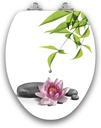 Art of Acryl Elongated Toilet Seat w/Slow Close Chromed Metal Hinges, Wood, Water Lily