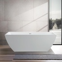 Vanity Art 59" Free Standing Tub Contemporary Design Acrylic Freestanding Bathtub Soaking Tub with Overflow and Pop-up Drain, UPC Certified