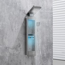 ELLO&ALLO LED Rainfall Shower Head and Rain Massage System with Body Jets Stainless Steel Bathroom Shower Panel Tower System with Shelf, Brushed Nickel&Chrome