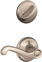 Schlage F59 FLA 619 RH Flair Interior Right-Handed Lever with Deadbolt, Satin Nickel (Interior Half Only)