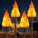 Toodour Solar Outdoor Torch Lights with Flickering Flame, Solar Pathway Decorative Lights, Waterproof LED Flame Torches for Outdoor Camping Garden Landscape Patio Path Yard Decorations - 4 Pack