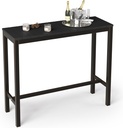 Outdoor Bar Table, 45" Patio Bar Height Counter Console Table, Black Waterproof HDPS Slatted Top and Bronze Leg, Weather Resistant, Hot Tub, Balcony, Yard, Indoor or Outdoor Use