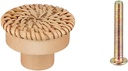 Round Wardrobe Handle Vintage Cupboard Door Handle Wooden Handles Fashion Furniture Rattan Drawer Knobs