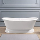 Vintage Tub & Bath Riley 67 Inch Cast Iron Double Slipper Pedestal Tub - No Faucet Drillings