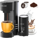 Single Serve Coffee Maker for K Cup & Ground Coffee with Milk Frother, 6 to 14 Oz Brew Sizes, Auto-Off Coffee Machine with Water Reservoir