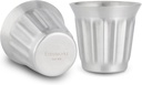 Easyworkz Stainless Steel Double-Wall Espresso Cups 5 oz Set of 2, Vertical Stripe Design, Brushed Silver
