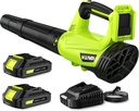 Leaf Blower, Electric Cordless Leaf Blower with 2 Batteries and Charger, 2 Speed Mode, Lightweight Cordless Blower for Blowing Leaves, Patio Cleaning, Blowers for Lawn Care and Dust