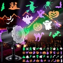 Treela Halloween Projector Lights Outdoor 12 Slides LED Ghost Pumpkin Lights Outside Decorations for Holiday Garden Decorations(Style A)