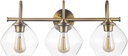 GLOBE Electric 63000103 26" 3-Light Vanity Fixture, Brass Finish, Clear Glass Shades, Beauty Room Accessories, Bathroom Lighting Over Mirror, Makeup Lights, Wall Light, Home Essentials, House Décor