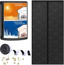 Magnetic Thermal Insulated Door Curtain, Door Insulation Cover Screen for Doors Size 36" x 82", Durable Oxford Cloth & Thicken Polyester Fiber Fill for Garage Attic Doorways Hallway, Black
