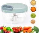 Manual Food Chopper, Garlic Chopper with Container, Vegetable Kitchen Cutter, Pull String Hand Food Processor Sharp Blades Mincer Shredder for Cutting Onions Chili Ginger Seasoning (Green, 500ml)