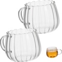 2pcs Glass Mugs - Cups for Coffee Tea Soup and Breakfast Beverages for Daily Use and Home Decor