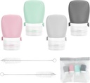 4Pcs Condiment Squeeze Bottles, Portable Leakproof Salad Dressing Bottles with 2Pcs Cleaning Brush and Reusable Sandwich Bag, Food-grade Ketchup Sauce Dispenser to Go Container for Lunch