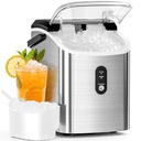 Antarctic Star Nugget Ice Maker Countertop with Soft Chewable Ice, Portable Sonic Ice Maker with Basket and Scoop, Removable Top Cover, Auto-Cleaning for Home/Party/RV/Camping (Stainless Steel Silver)
