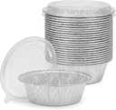 [20 Pack] 5" Disposable Foil Baking Pans with Lids – Round Aluminum Food Containers for Oven Use, Takeout, Storage, and Meal Prep