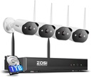 ZOSI 2K WiFi 6 Security Camera System,4pcs 3MP Plug-in Wi-Fi Cameras Indoor Outdoor,Spotlight Color Night Vision,AI Person Detection,2-Way Audio,4K 8MP 8CH NVR with 1TB HDD for Home 24/7 Recording