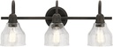 Kichler Avery 24" Vanity Bath Light in Olde Bronze®, Vintage 3-Light Bathroom Wall Mount Fixtured with Clear Seeded Glass, (24" W x 9.25" H), 45973OZ
