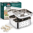 PANCA Stainless Steel Paneer Maker Form Big Size, Paneer Press with Lid, Tofu Press Form Maker, Seperator serwatki (Kwadrat, 550ml Pojemność)