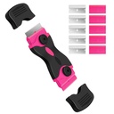 Dekeones Razor Blade Scraper, Podwójne krawędzie Razorblade Scraping Narzędzie z 10 szt Razor Blades, Farba Scraper do szkła, Decals, Odcienie, Naklejki, Etykiety, Kocioł, Przylepne (różowy)