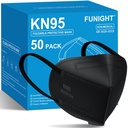 Funight KN95 Maski twarzy 50 Pack 5- Ply Filtr oddychający jednorazowe Maski twarzy czarny