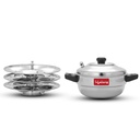 Idli Cooker 3 Plate 124; 12 idlis Xi124; Stal nierdzewna Idli Cooker, Induction and Gas Stove Compatible Idli Maker (LLIDCKR03, Steel Silver)