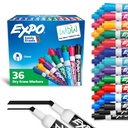 EXPO Suche Markery, Niski zapach atramentu, Różne kolory mody, Chisel Tip, 36 Hrabia - Łatwe wymazywanie, Idealny do klasy, Dom, Biuro, Powrót do szkoły, Nauczyciel Dostawy