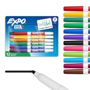 EXPO Dry Mase Markers, Niski zapach atramentu, Różne kolory, Fine Tip, 12 Count - Powrót do szkoły, Nauczyciel, Klasa, Dostawy biurowe