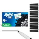 EXPO Dry Mase Markers, Niskie zapachy atramentu, Czarny, Fine Tip, 12 Count - Whiteboard, Kalendarz, Organizacja, Dostawy zasadnicze dla Biura, Szkoła, Klasa, Nauczyciele