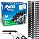EXPO Dry Mase Markers, Niski zapach atramentu, Czarny, Chisel Tip, 36 Hrabia - Łatwe wymazywanie, Idealny do klasy, Dom, Biuro, Powrót do szkoły, Nauczyciel Dostaw