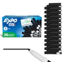 EXPO Dry Mase Markers, Niski zapach atramentu, Czarny, Fine Tip, 36 Count - Łatwe wymazywanie, Idealny do klasy, Dom, Biuro, Powrót do szkoły, Nauczyciel dostaw